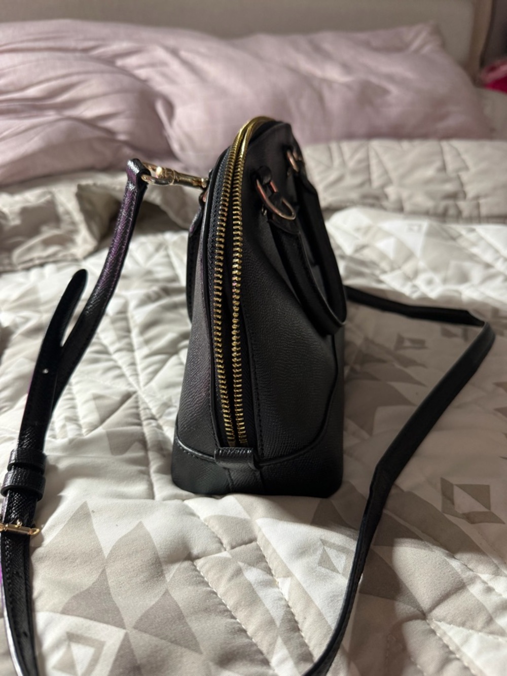 COACH Black Leather Dome Small Satchel - Classic Women's Handbag - Picture 3 of 8